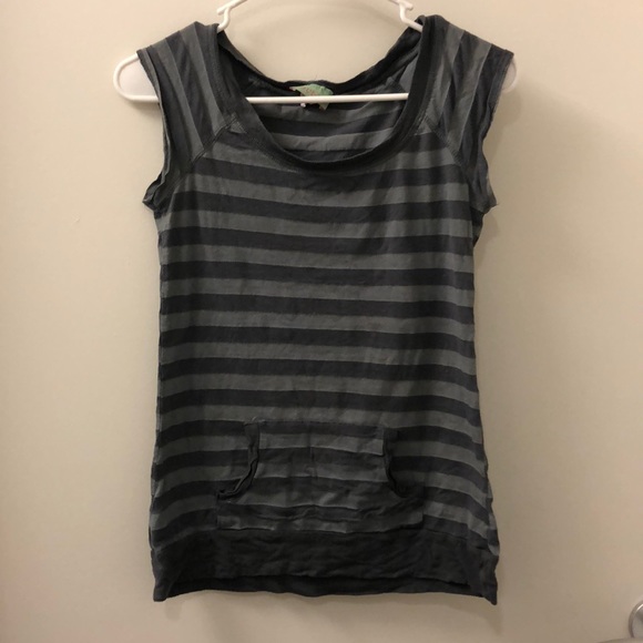 Tops - 2/$8! Striped Tank T-Shirt With Front Pocket!!